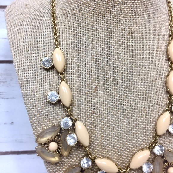 Vtg Tan Nude & Rhinestone Floral J Crew Statement - Picture 4 of 9